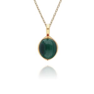 Irregular B Gem Malachite Pendant in Gold Plated Silver