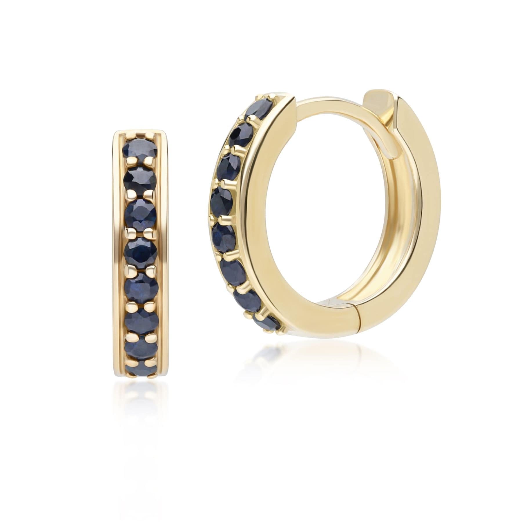 Vintage Sapphire Huggie Hoop Earrings in 9ct Yellow Gold