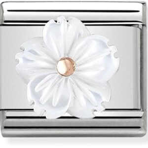 Nomination White + Rose Gold Flower Charm
