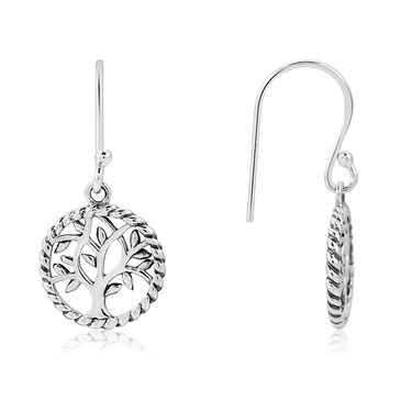 Argento Silver Tree Of Life Drop Earrings - 925 Silver