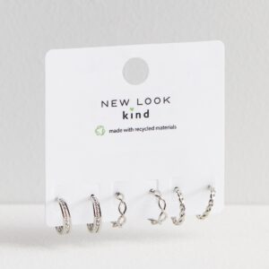 3 Pack Silver Twist Mini Hoop Earrings New Glance