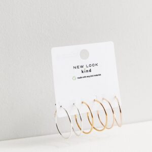 3 Pack Gold Rose Gold and Silver 30mm Hoop Earrings New Glance