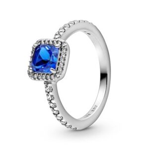Pandora Blue Sq. Sparkle Halo Ring – Ring Dimension 52