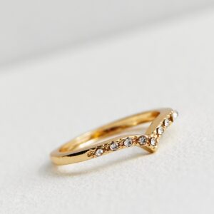Gold Diamante Wishbone Ring New Look
