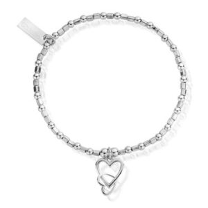 ChloBo Silver Mini Cube Linked Heart Bracelet – Silver
