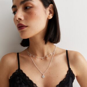 Silver Diamanté Attraction Layered Necklace New Glance