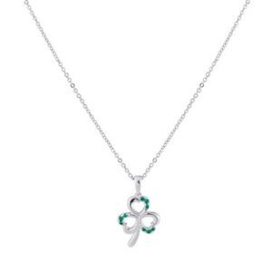 Argento Silver Emerald Clover Necklace – 45cm