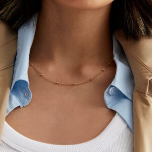 18ct Gold Plated Ball Chain Necklace New Glance