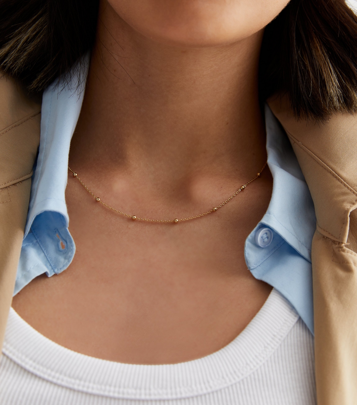 18ct Gold Plated Ball Chain Necklace New Glance
