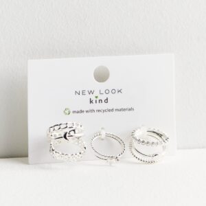 8 Pack Silver Stacking Rings New Glance