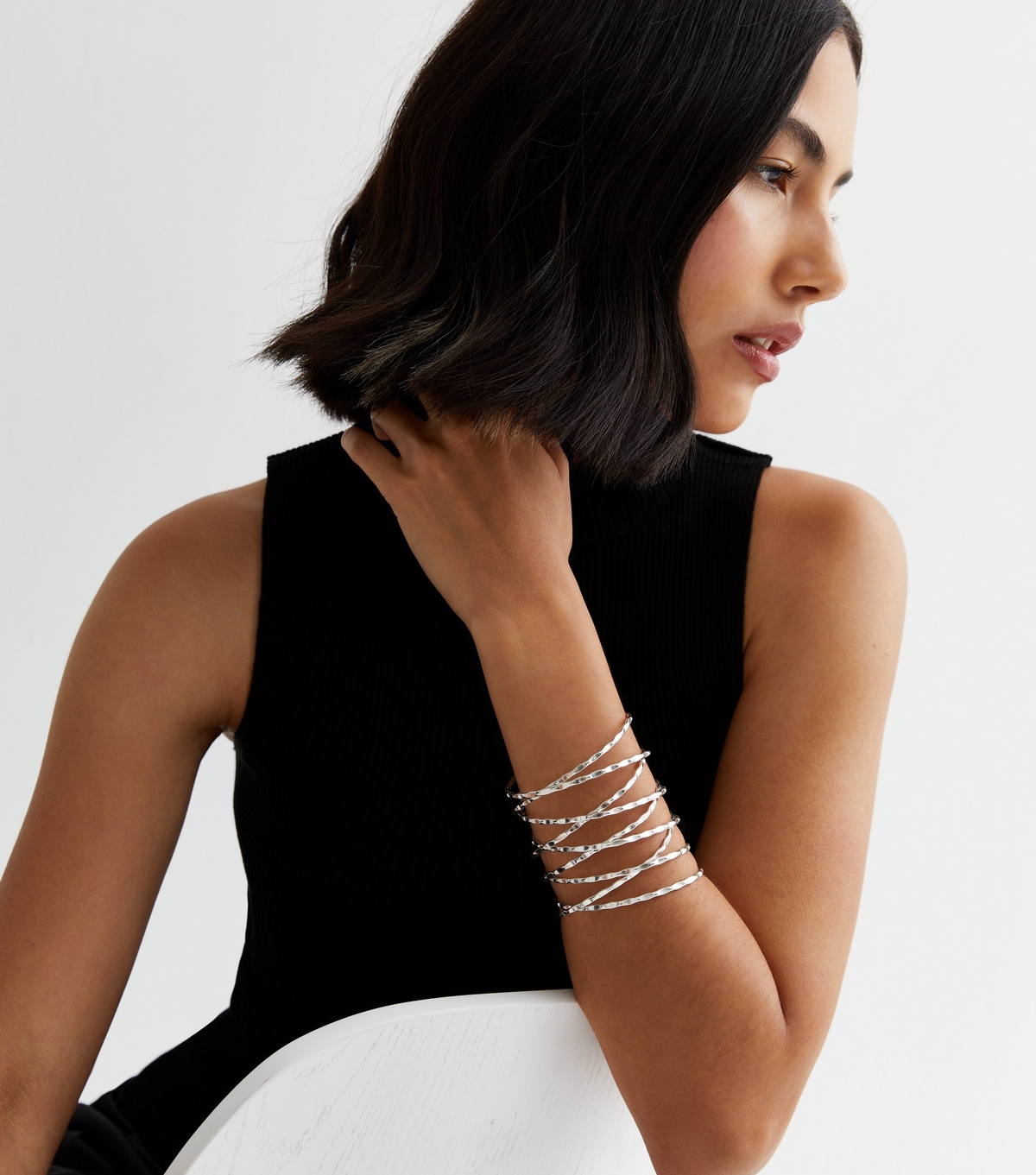 Silver Massive Twist Cuff Bracelet New Glance