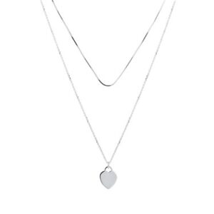 Argento Recycled Silver Layered Heart Necklace – 39cm