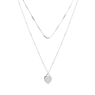 Argento Recycled Silver Layered Heart Necklace - 39cm