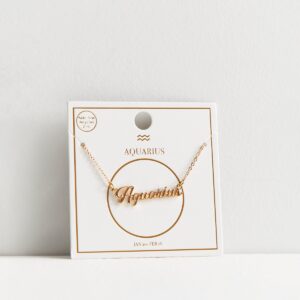Gold Aquarius Big name Signal Necklace New Glance