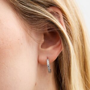 Silver Cubic Zirconia Mini Hoop Earrings New Glance