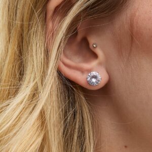 Silver Cubic Zirconia Stud Earrings New Glance