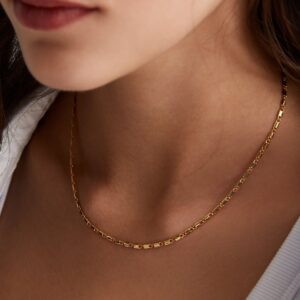 18ct Gold Plated Flat Chain Necklace New Glance