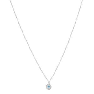 Argento Silver March Birthstone Halo Necklace