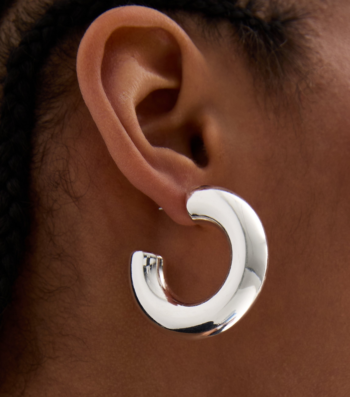 Silver Massive Chunky Tube Hoop Earrings New Glance