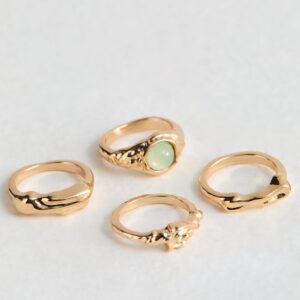 4 Pack Gold Crushed Rings New Glance