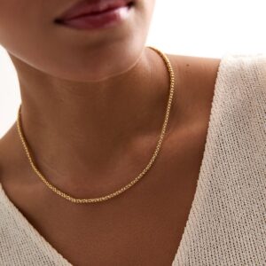 18ct Gold Plated Narrow Ball Chain Necklace New Glance
