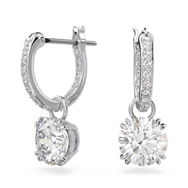 Swarovski Constella Silver Huggie Hoop Earrings