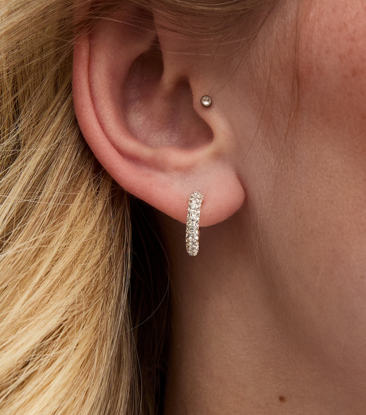 Silver Tone Diamanté Hoop Earrings New Glance