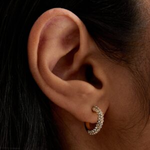 Gold Diamanté Mini Hoop Earrings New Glance