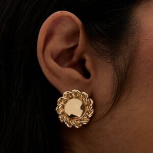 Gold Large Twisted Circle Stud Earrings New Look