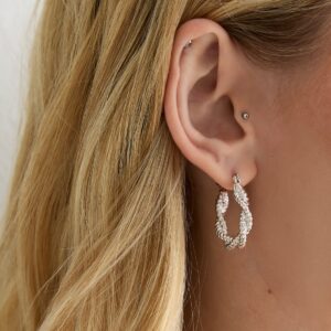 Silver-Tone Twist Hoop Earrings New Glance