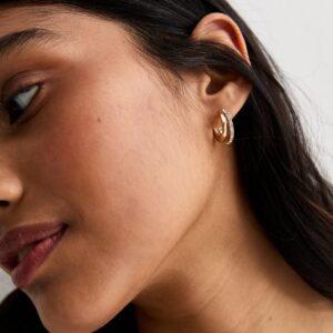 Gold Diamanté Double Mini Hoop Earrings New Look