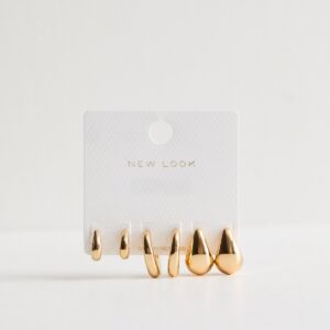 3 Pack Gold Teardrop Hoop Earrings New Glance