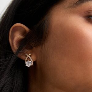 Gold Cubic Zirconia Crossover Earrings New Glance