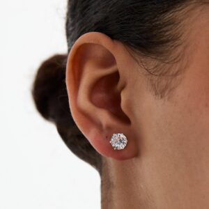 Silver Tone Spherical Cubic Zirconia Stud Earrings New Glance