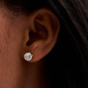 Gold Tone Spherical Cubic Zirconia Stud Earrings New Glance