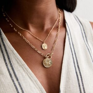 Gold Layered Open Circle Coin Pendant Necklace New Glance