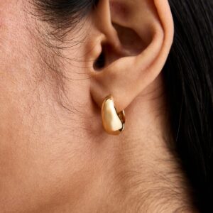 18ct Gold Plated Chunky Hoop Earrings New Glance