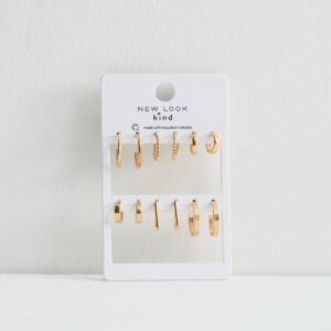 6 Pack Gold Blended Twist Hoop Earrings New Glance