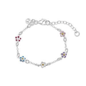 Argento Recycled Silver Childrens Vibrant Flower Bracelet – 17cm