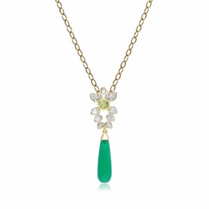 ECFEW™ Creator Dyed Green Chalcedony, Peridot & White Topaz Pendant Necklace in Gold Plated Sterling Silver