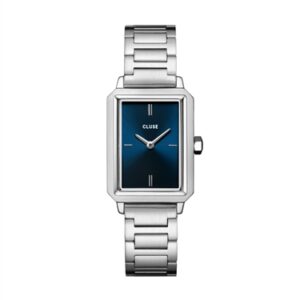 CLUSE Silver + Blue Fluette Hyperlink Bracelet Watch – Silver