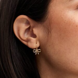 Gold Tone Diamante Bow Earrings New Glance