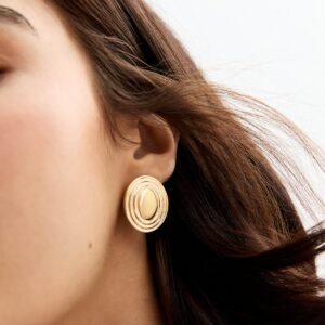 Gold Tone Oval Stud Earrings New Look