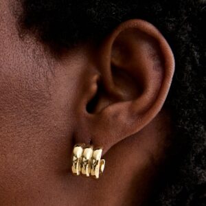 18ct Gold Plated Mini Triple Tube Earrings New Glance