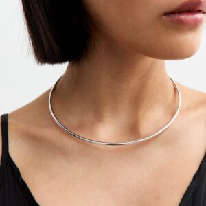 Silver Tone Collar Necklace New Glance