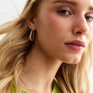 Silver Tone Triangle Hoop Earrings New Glance