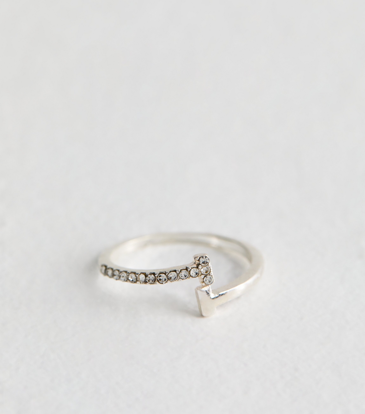 Silver Tone Diamanté Hug Ring New Glance