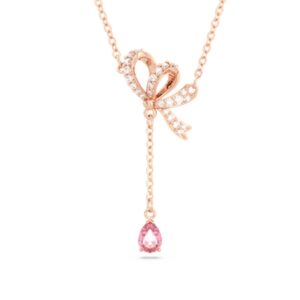 Swarovski Volta Rose Gold Crystal Bow Y Necklace – Rose Gold