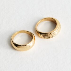 Pack of two Gold Tone Dome Rings New Glance