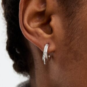 Silver Plated Diamanté Triple Hoop Earrings New Look